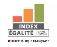 Logo officiel de l’Index de l’égalité femmes-hommes de la République française, représenté par un graphique en barres colorées.
